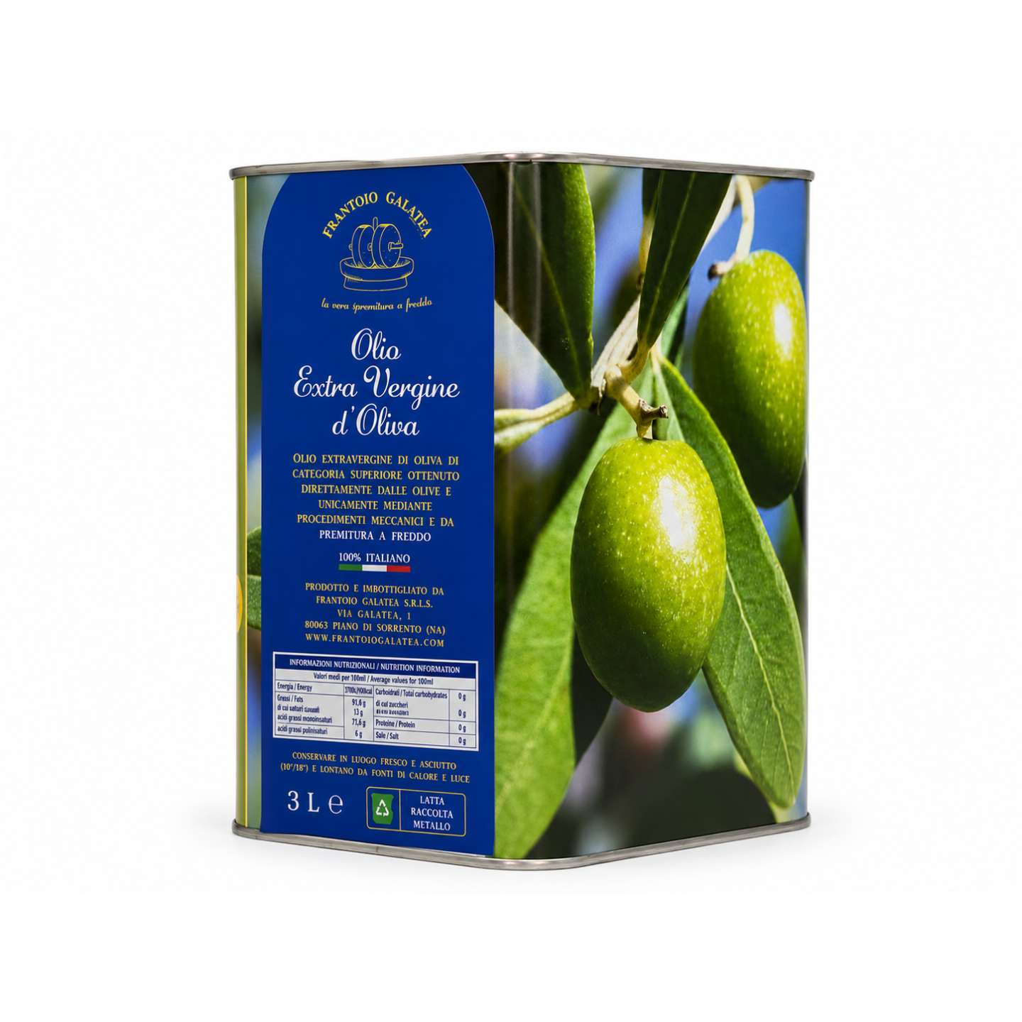 Extra Virgin Olive Oil in 3L tin - Frantoio Galatea